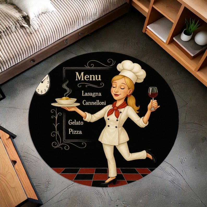 Home Cooking Menu - Tapete de cozinha redondo loiro chef,